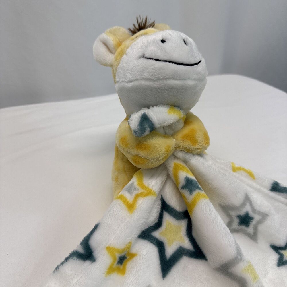 Little Beginnings Giraffe Plush Lovey Baby Blanket Yellow Blue Stars Security - Picture 4 of 10